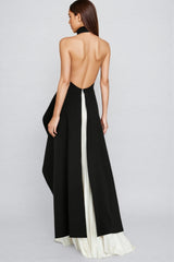 Blythe Crew Collar Sleeveless Backless Asymmetric Suit Dress