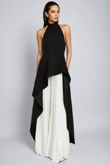 Blythe Crew Collar Sleeveless Backless Asymmetric Suit Dress