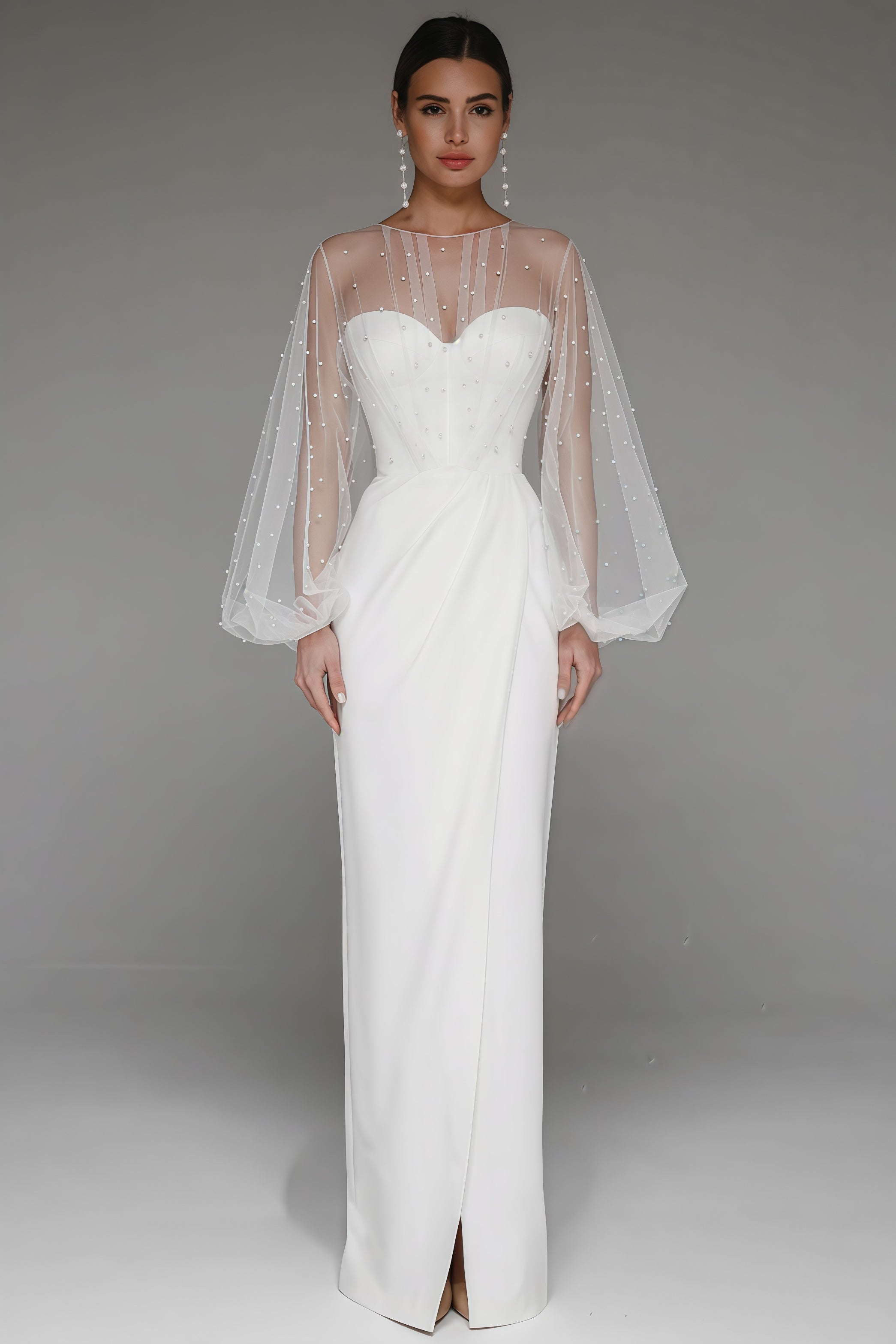 Kalia Sheath Pearl Maxi Dress-White