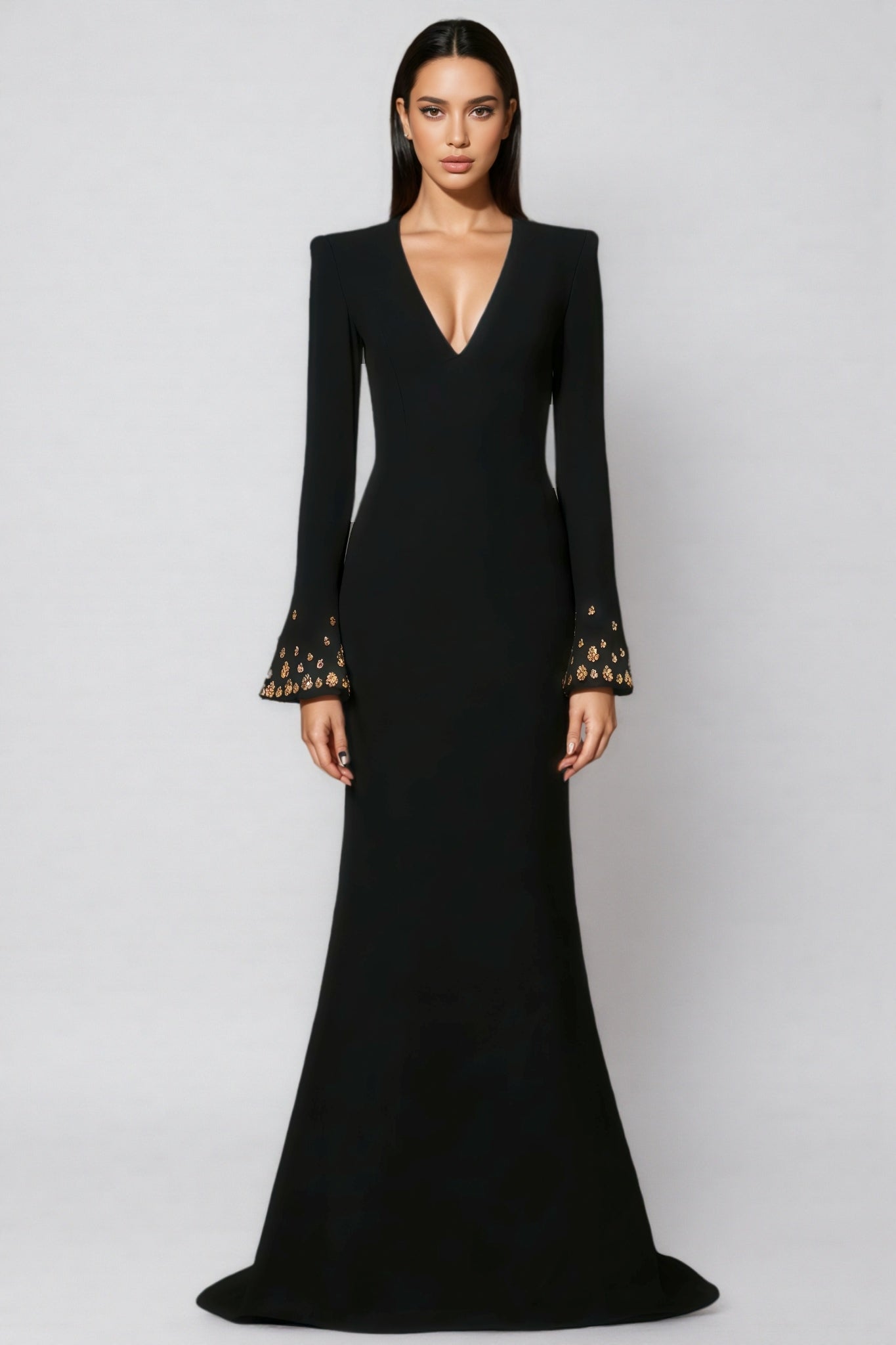 Charlie Flared Sleeve Studded Maxi Dress