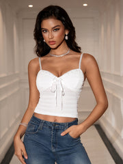 Jacquard Lace Trim Knitted Crop Top