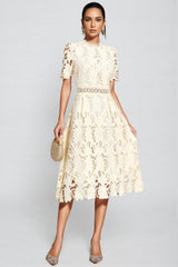 Wheatley Apricot Lace Cut Out Midi Dress