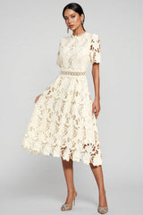 Wheatley Apricot Lace Cut Out Midi Dress