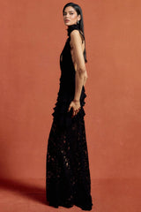 Acsence Lace Halter-Neck Maxi Dress