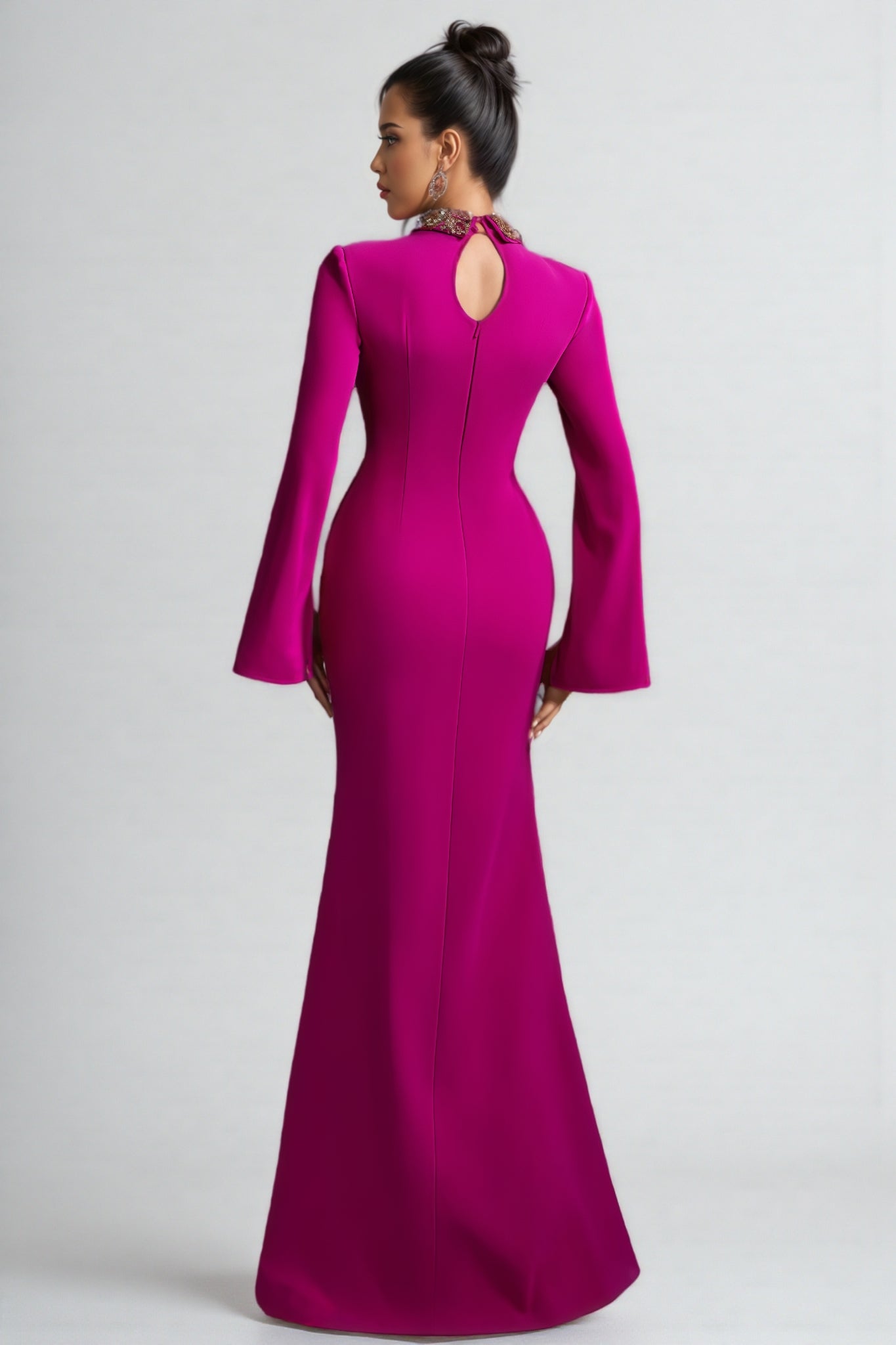 Lamya Purple Cape Sleeve Cutout Maxi Dress