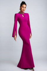 Lamya Purple Cape Sleeve Cutout Maxi Dress