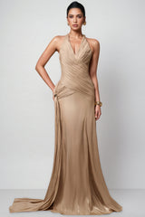 Pavoty Halter Neck High Waist Maxi Dress