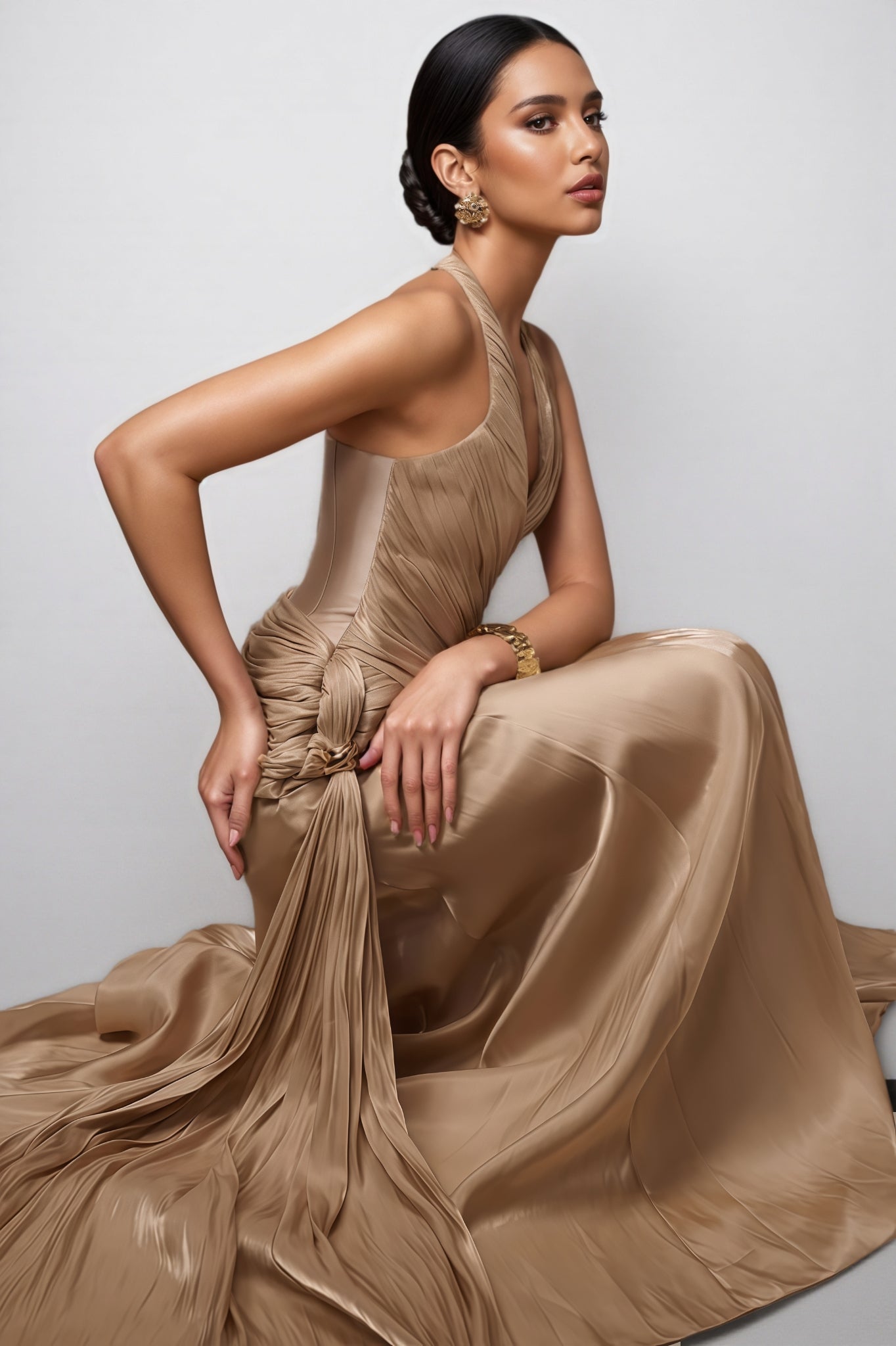 Pavoty Halter Neck High Waist Maxi Dress