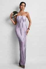 Liorald Strapless Beaded Fringe Maxi Dress