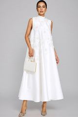 Jaxsty White Flowers Sleeveless Maxi Dress