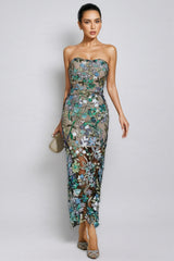 Aisia Sequin Floral Maxi Dress-Blue