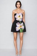 Fennl Black Floral Bustier Mini Dress