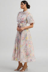 Kynllt Floral Print Puff Sleeve Maxi Dress
