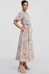 Kynllt Floral Print Puff Sleeve Maxi Dress