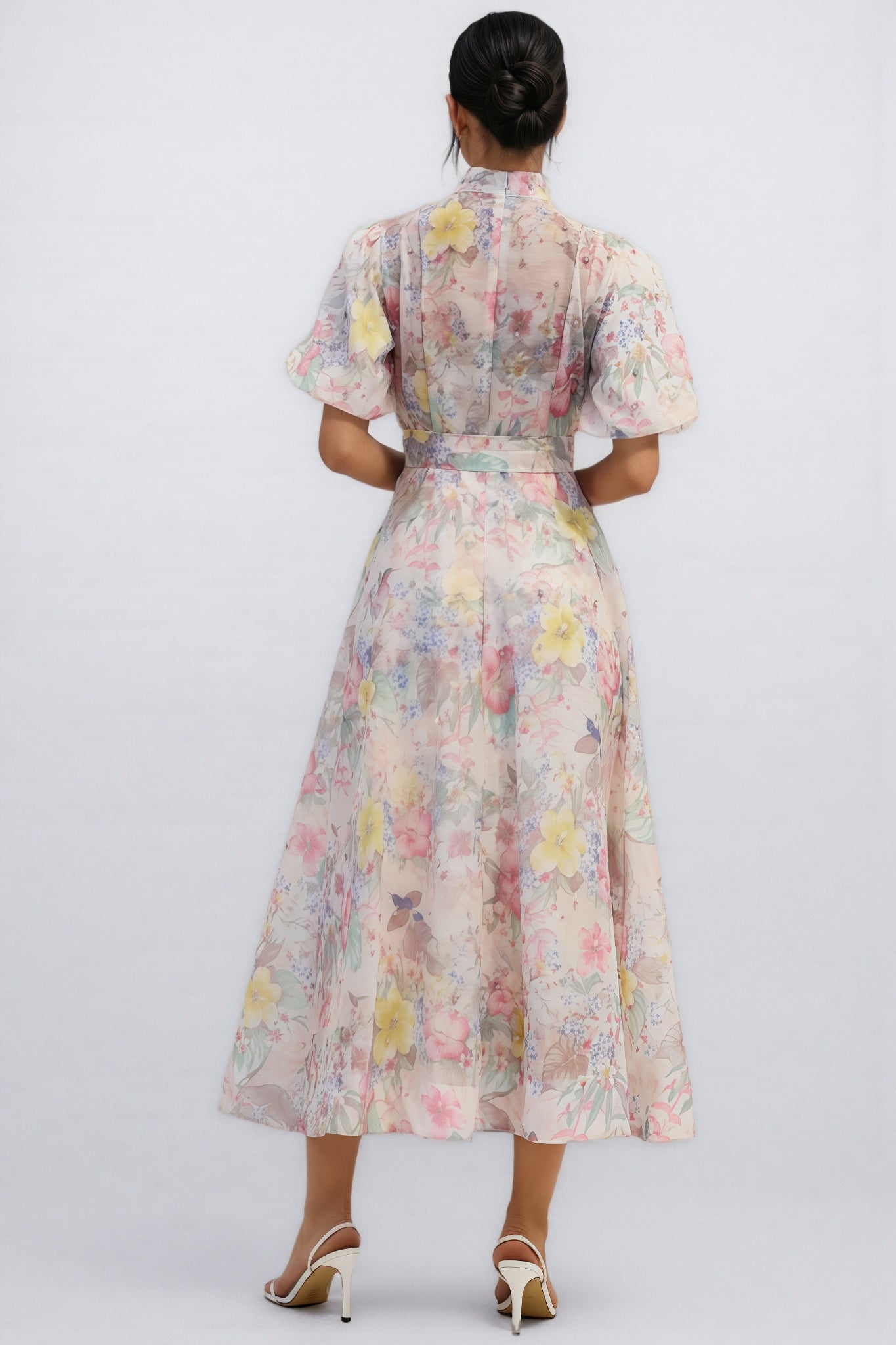 Kynllt Floral Print Puff Sleeve Maxi Dress