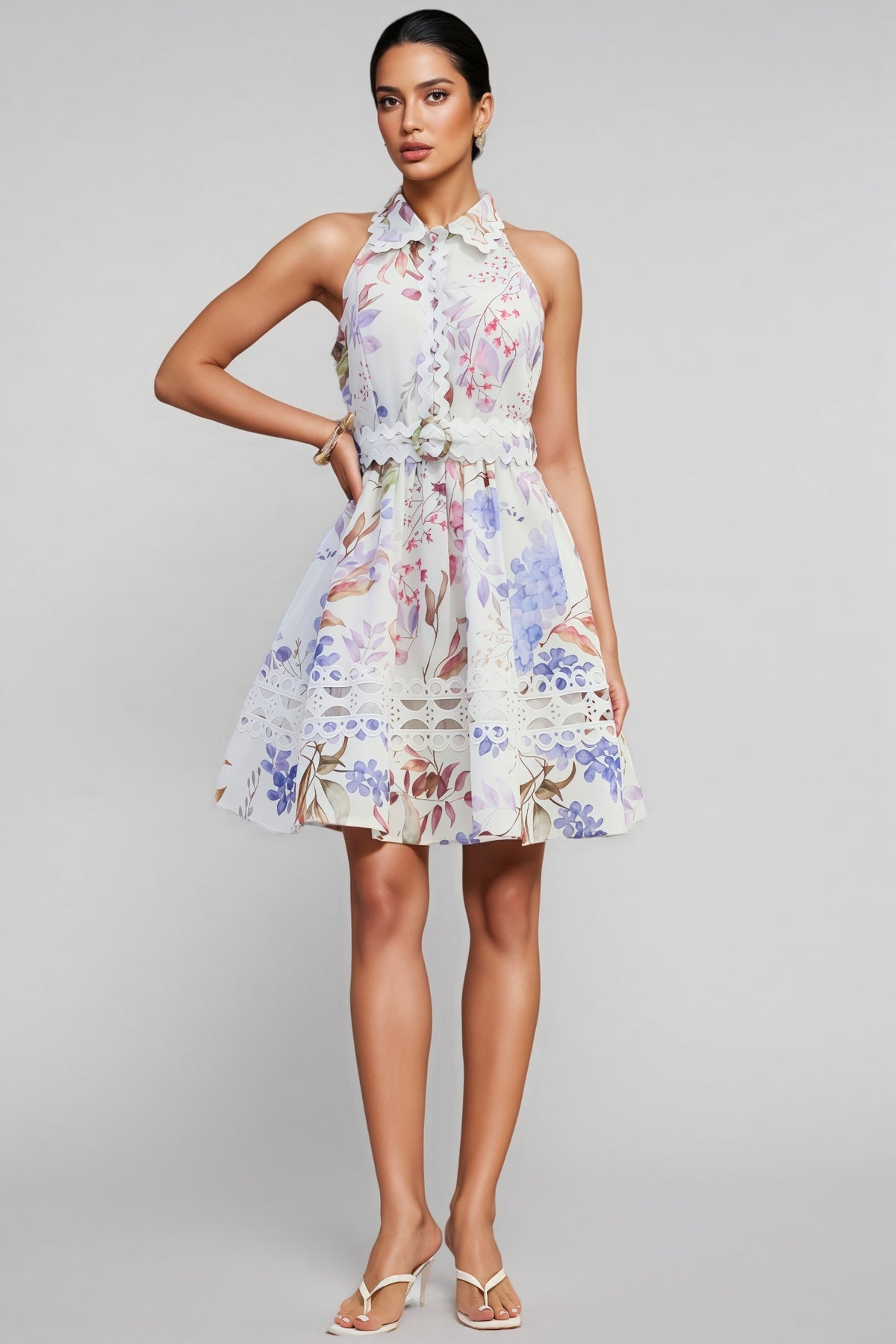 Helena Floral Print Sleeveless Mini Dress
