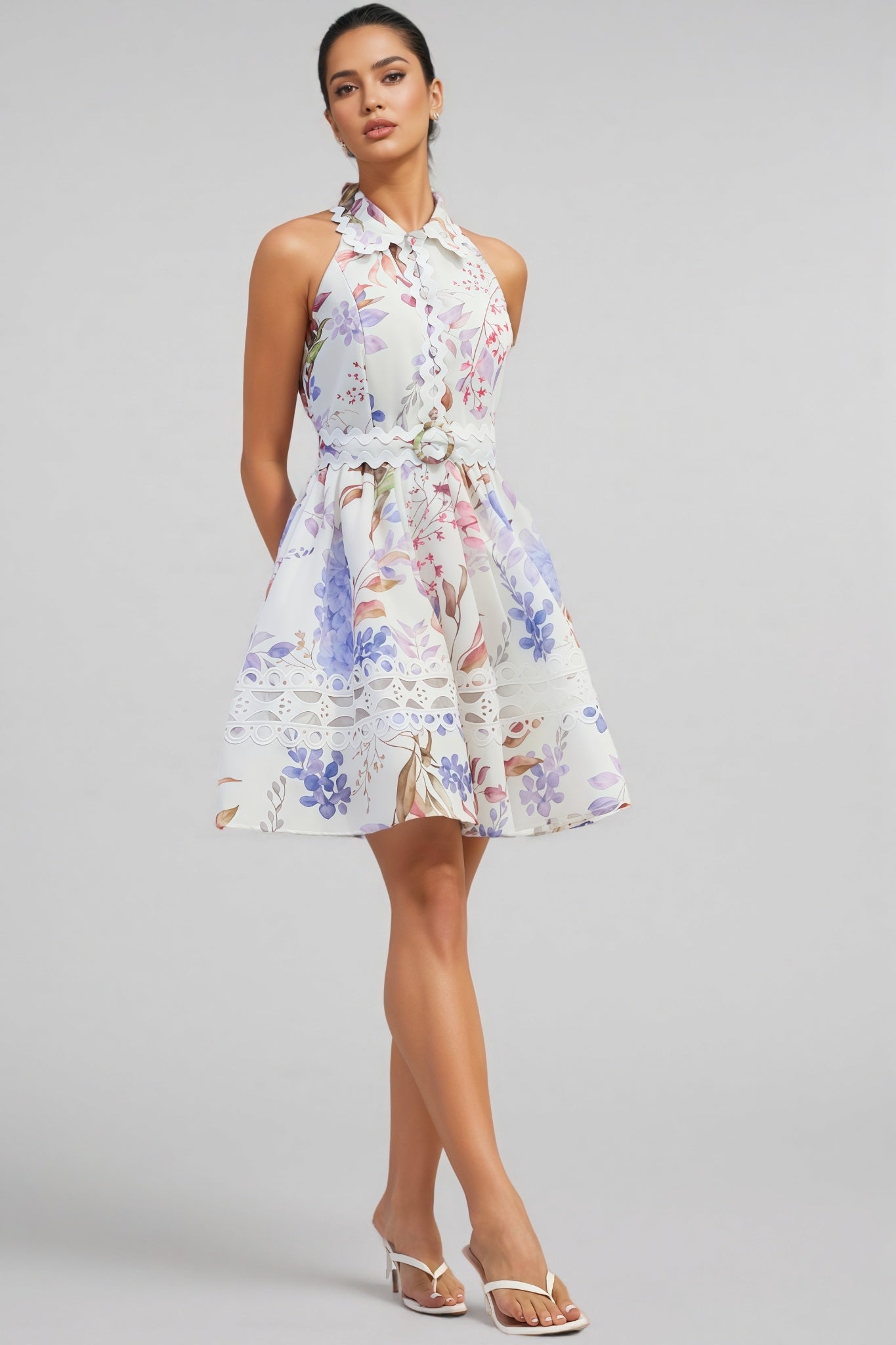 Helena Floral Print Sleeveless Mini Dress