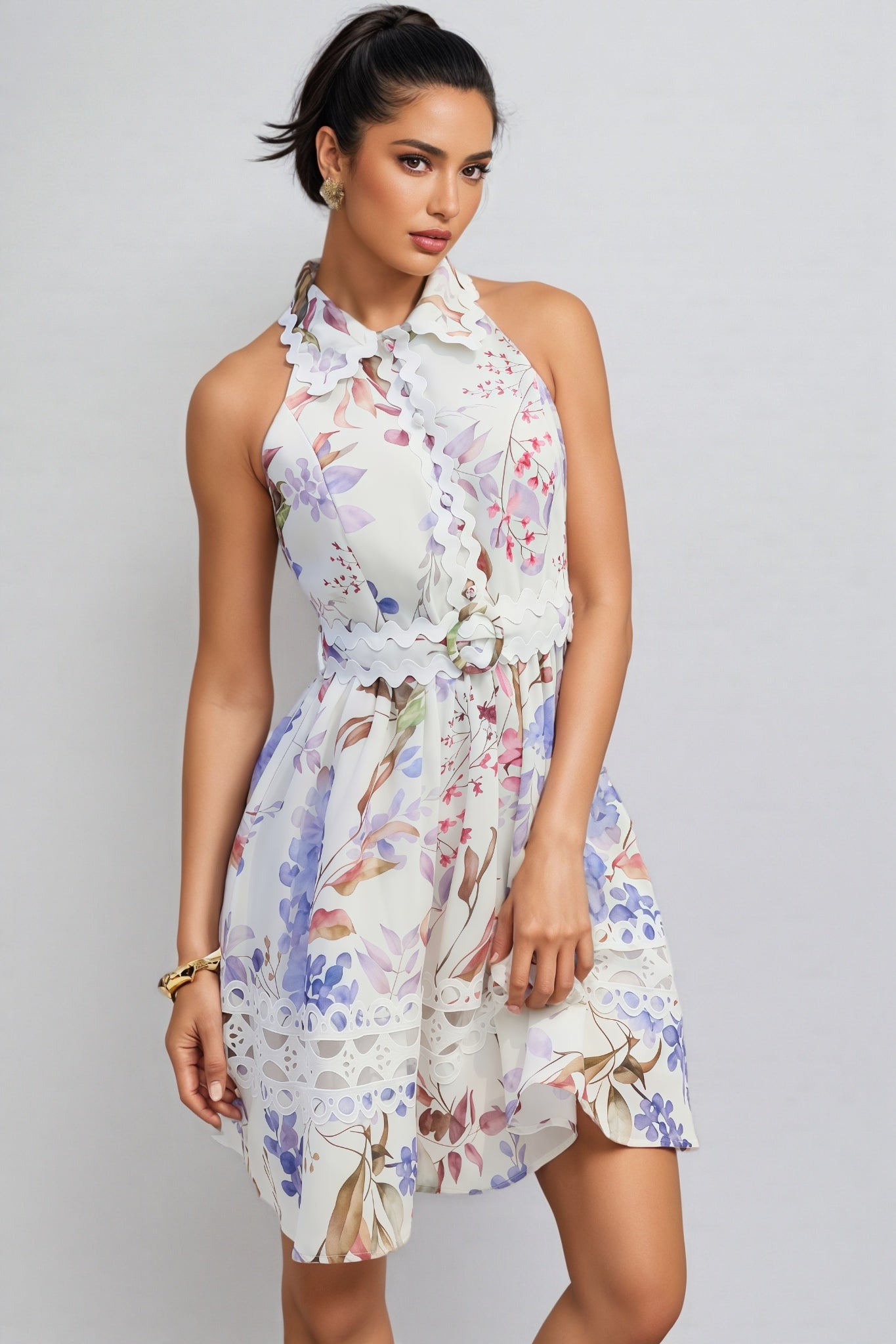 Helena Floral Print Sleeveless Mini Dress