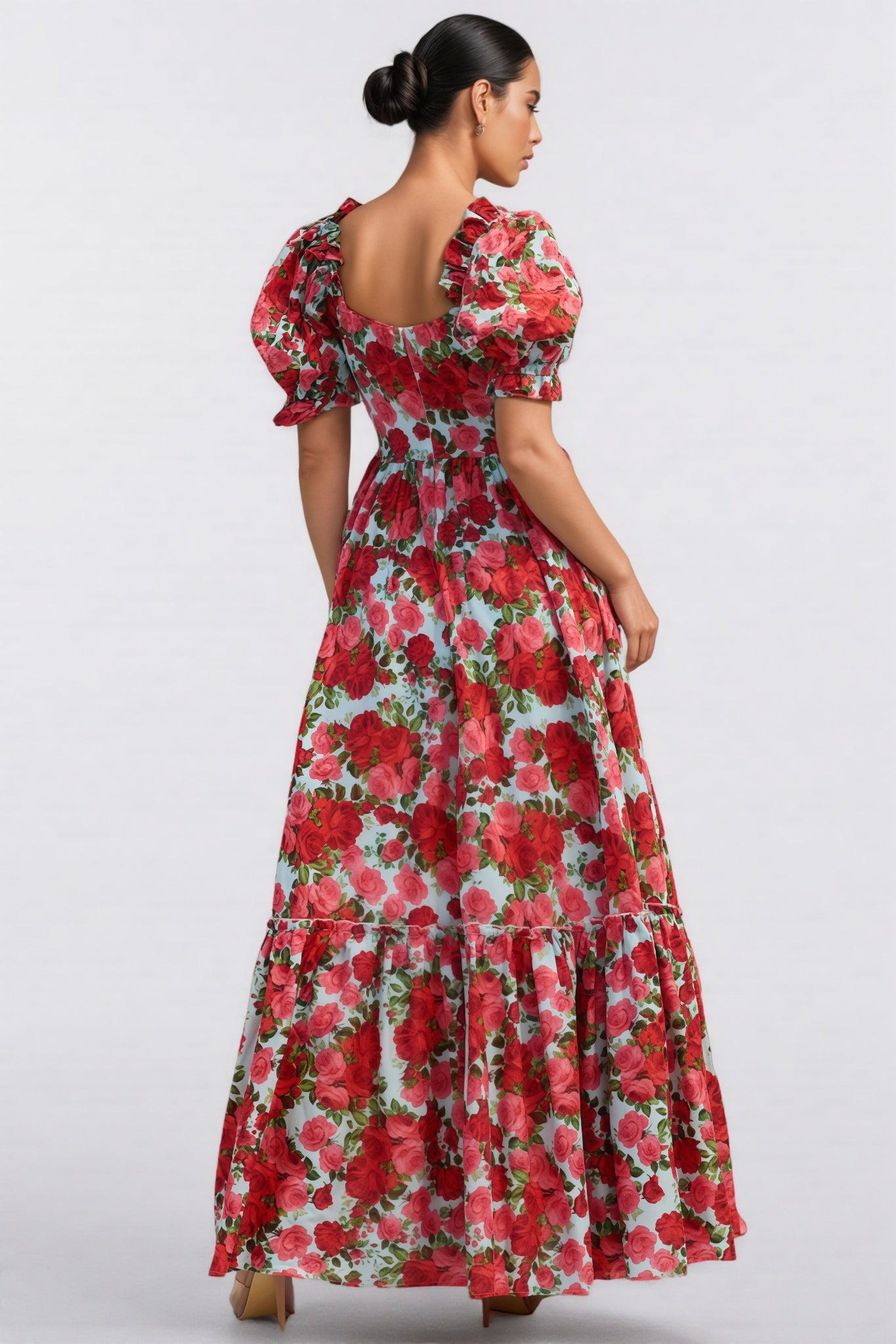 Renee Floral Print Puff Sleeve Maxi Dress