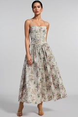 Marlol Floral Print Spaghetti Strap Maxi Dress