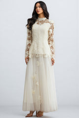 Inina Butterfly Embroidered Lace Maxi Dress Set