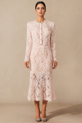 Islay Long Sleeve Floral Lace Midi Dress Set