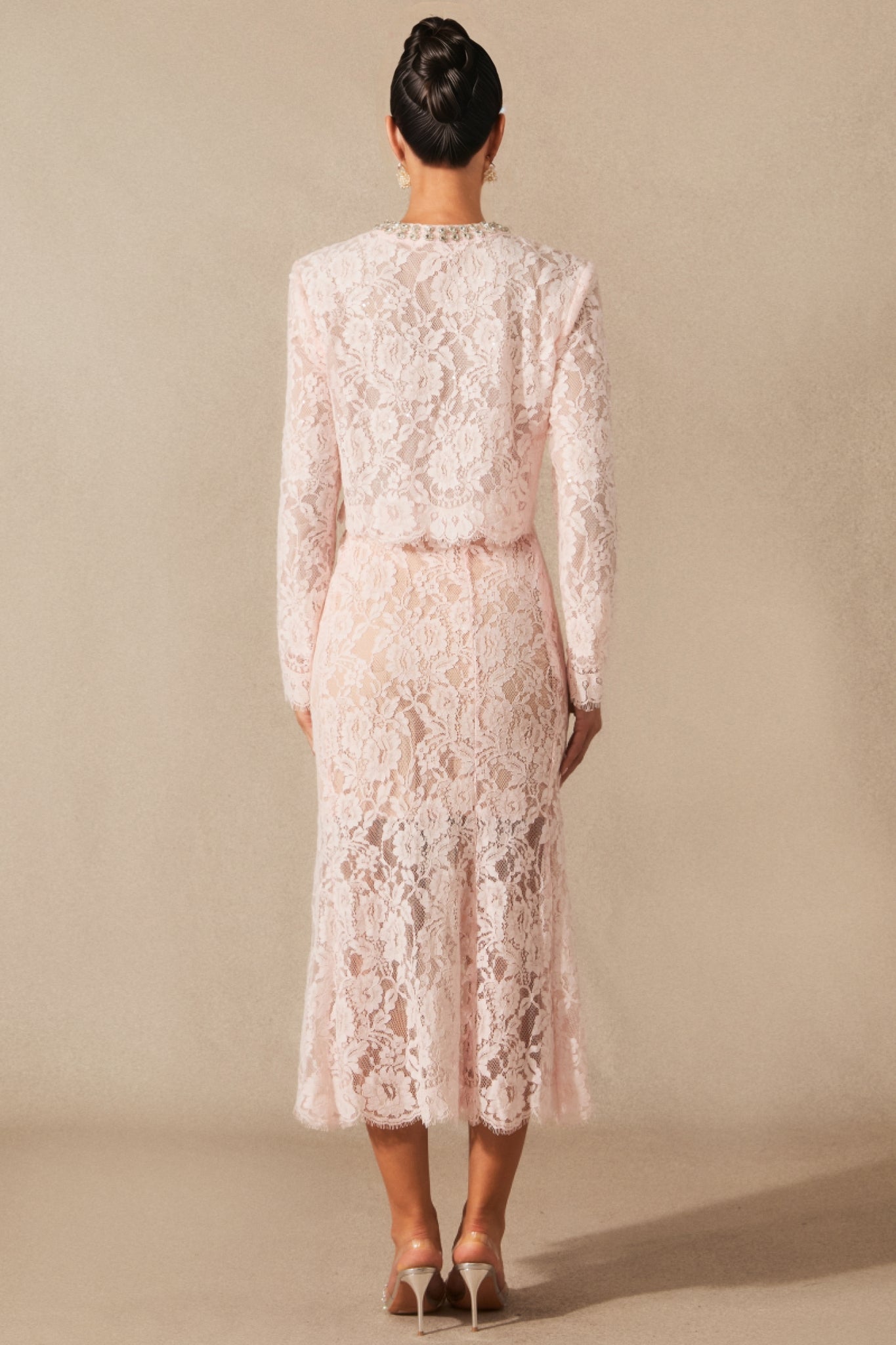 Islay Long Sleeve Floral Lace Midi Dress Set