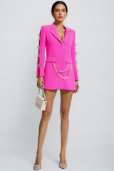 Sylvie Pink Pearl Embellished Blazer Mini Dress