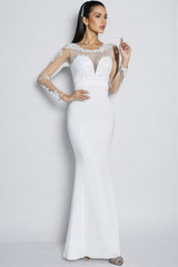 Marend White Lace Bodycon Maxi Dress