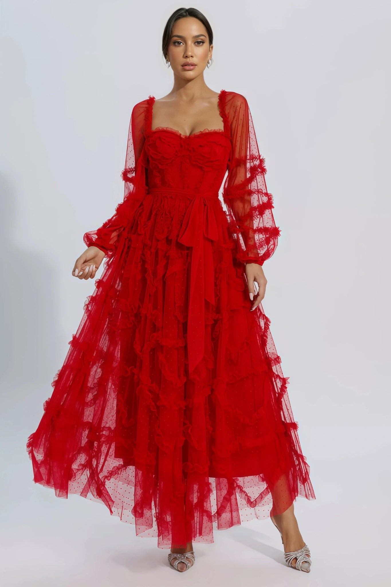 Bali Red Mesh Maxi Dress
