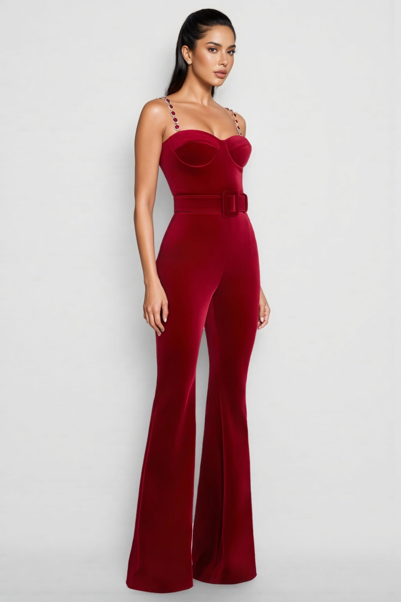 Spak Red Sleeveless Jumpsuit