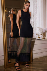 Peophk Sleeveless Rhinestone Bandage Maxi Dress
