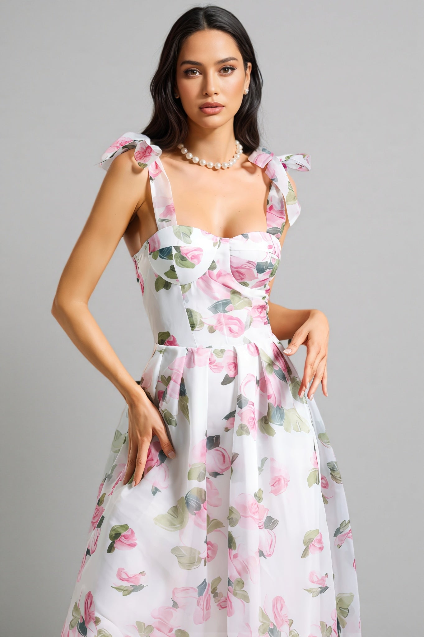 Lyric Printed Strap Midi Dress