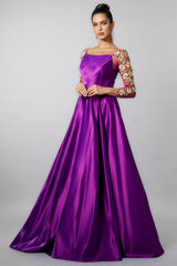 Eira Long Sleeve Applique Maxi Dress