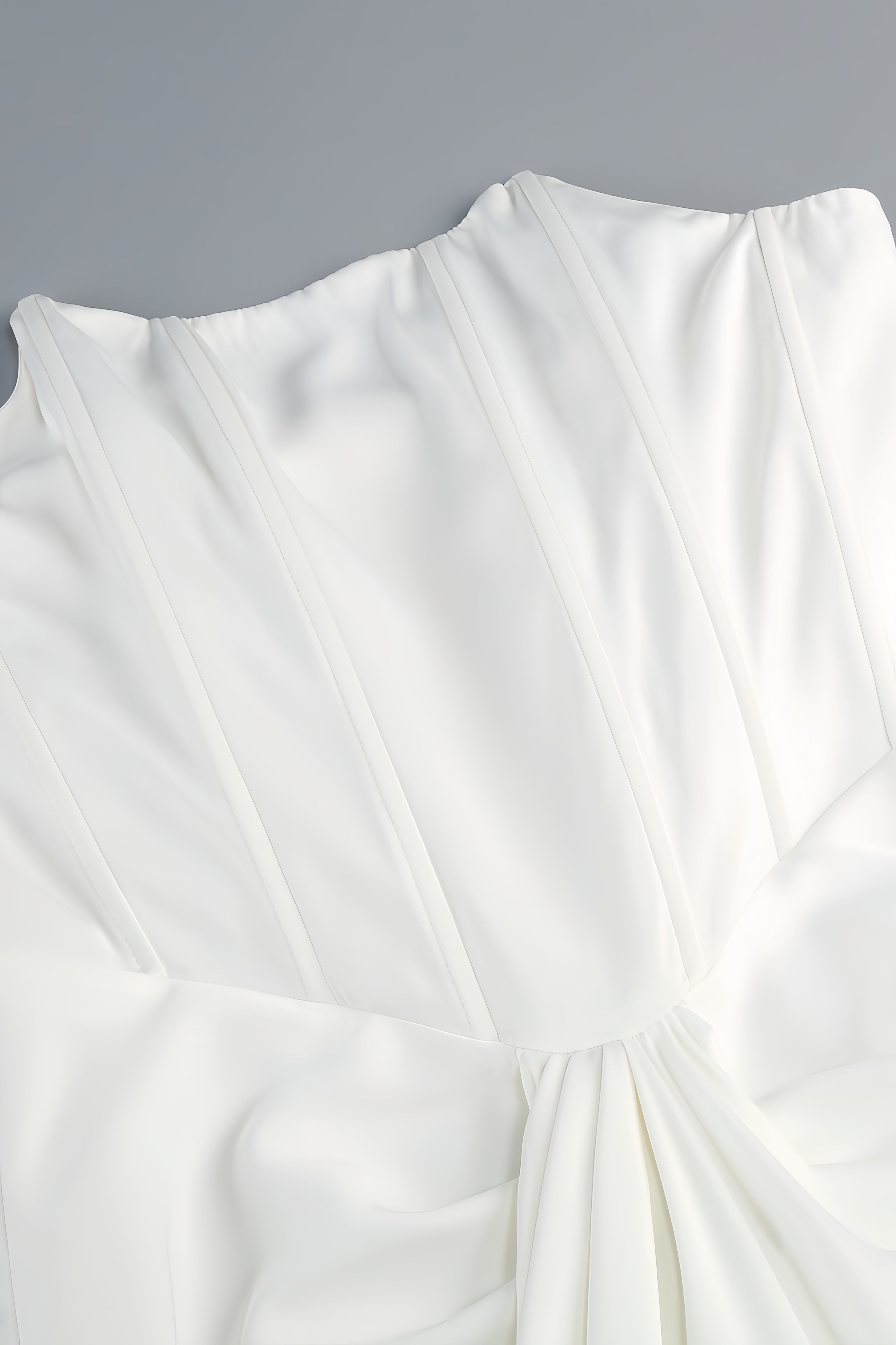 Donna White Strapless Fishbone Maxi Dress