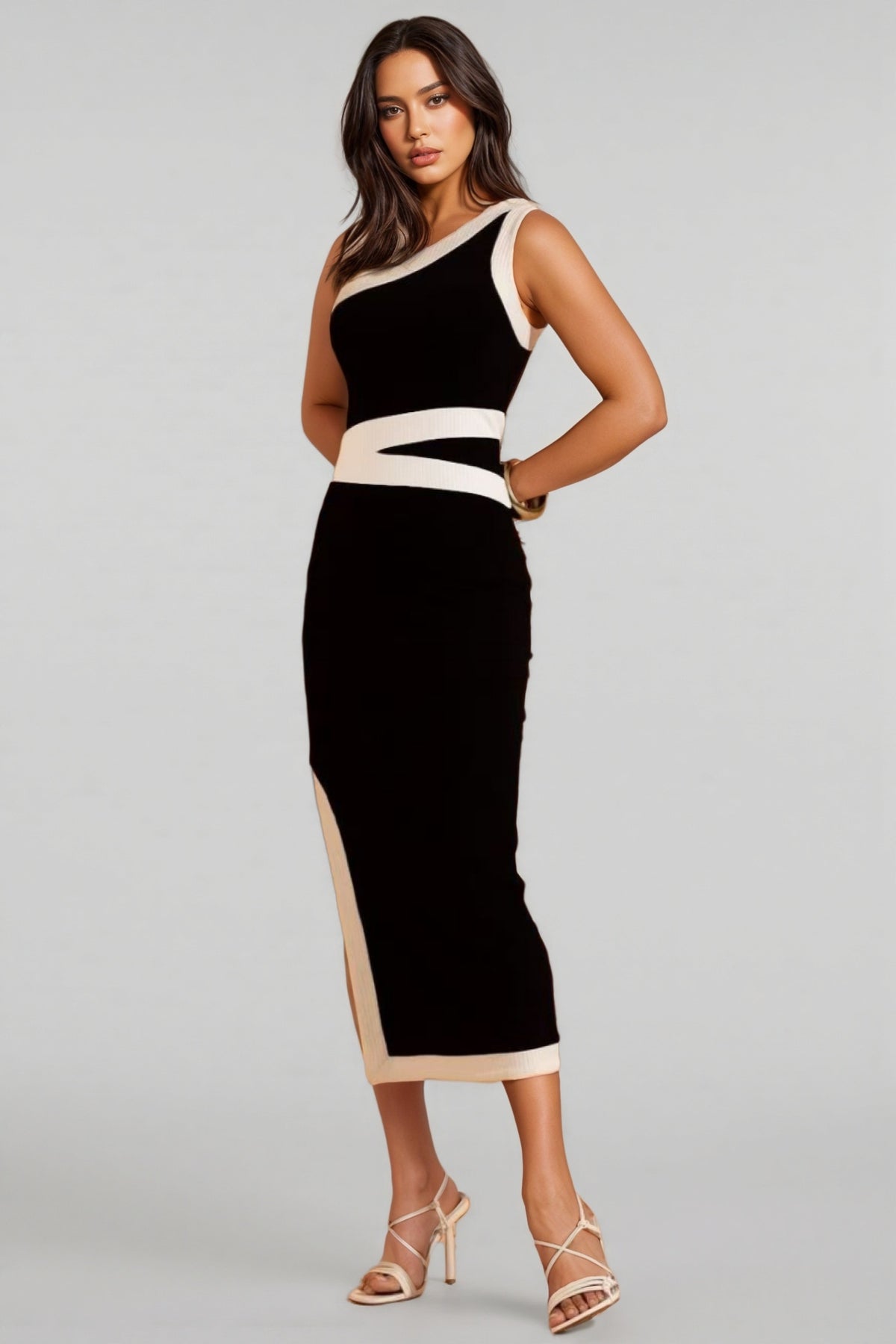 Gira One Shoulder Colour Block Maxi Dress
