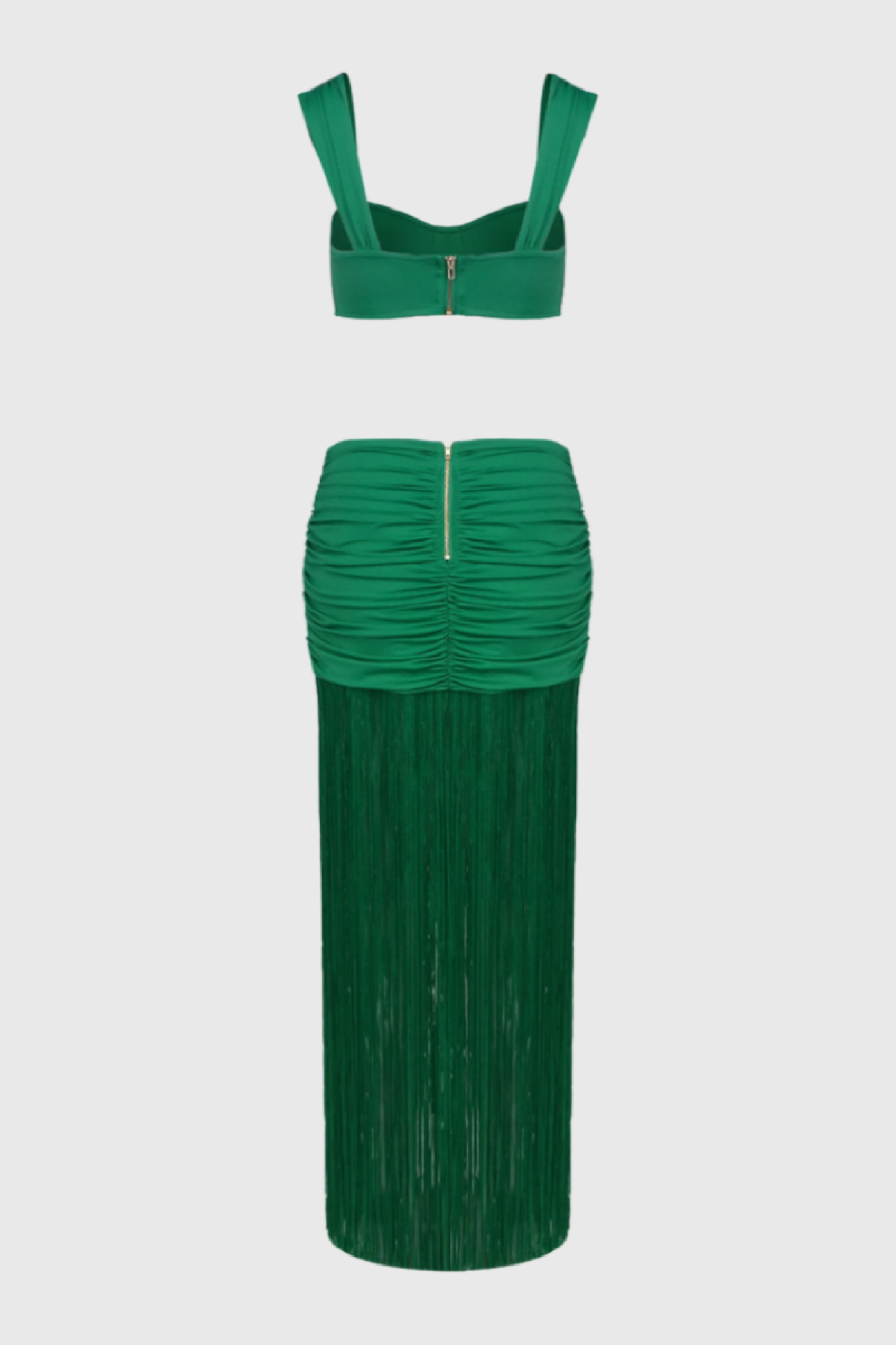 Darcy High-Waisted Strappy Fringed Maxi Dress