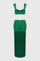 Darcy High-Waisted Strappy Fringed Maxi Dress