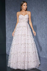 Maelys Embroidered Pink Halter Maxi Dress