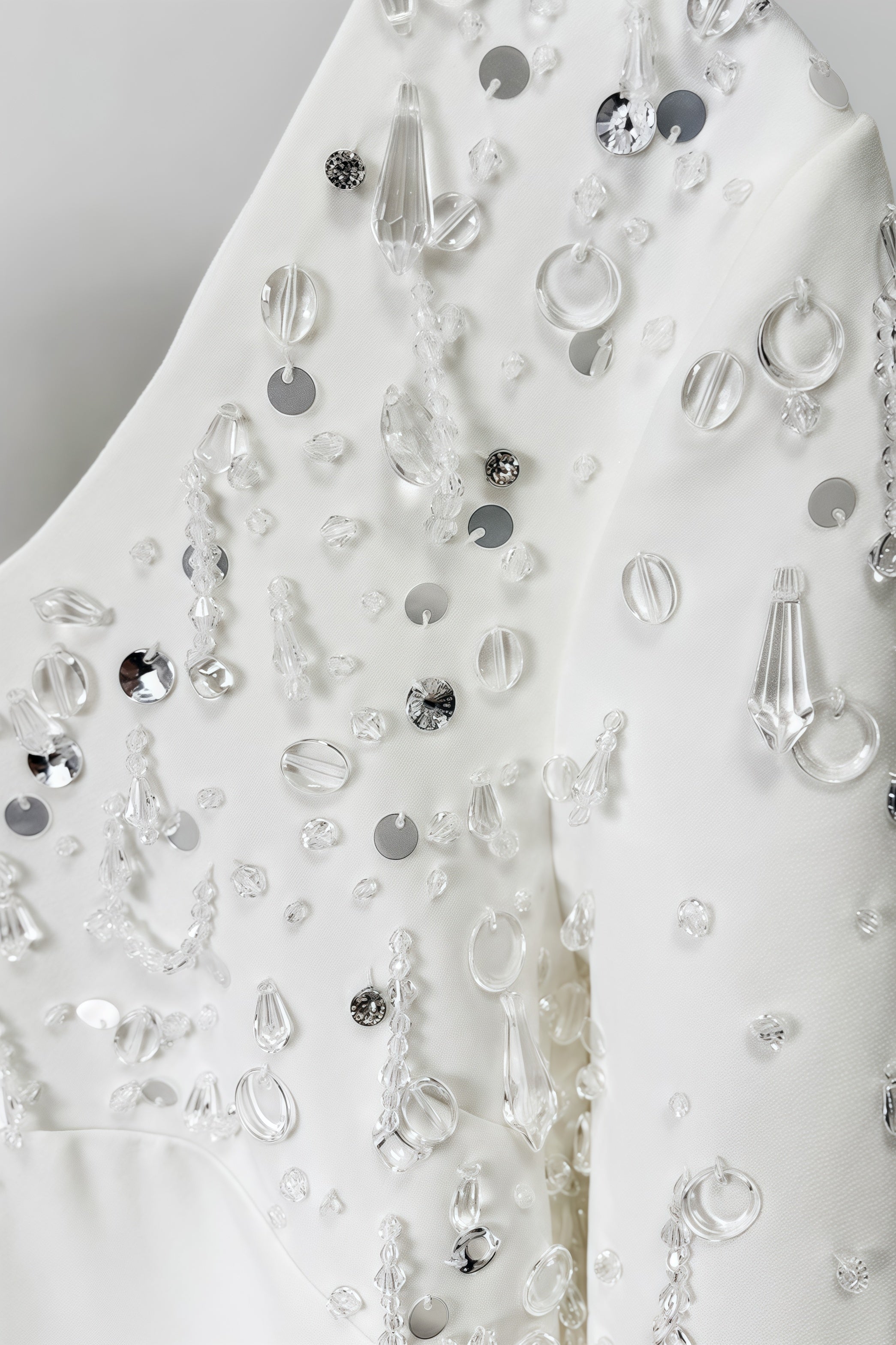 Owenfe White Beaded Diamond Mini Dress