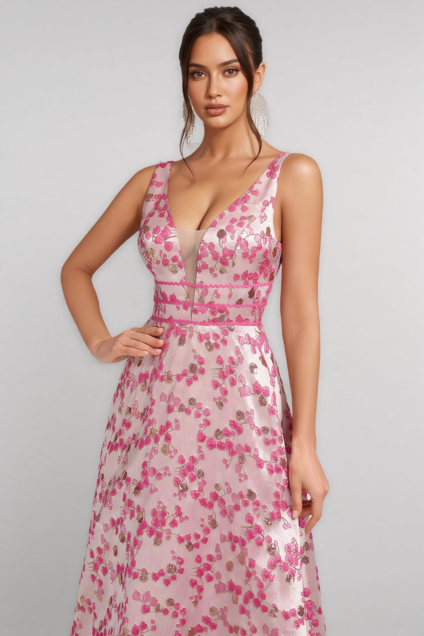 Felicia Printed Sleeveless Backless Maxi Dress