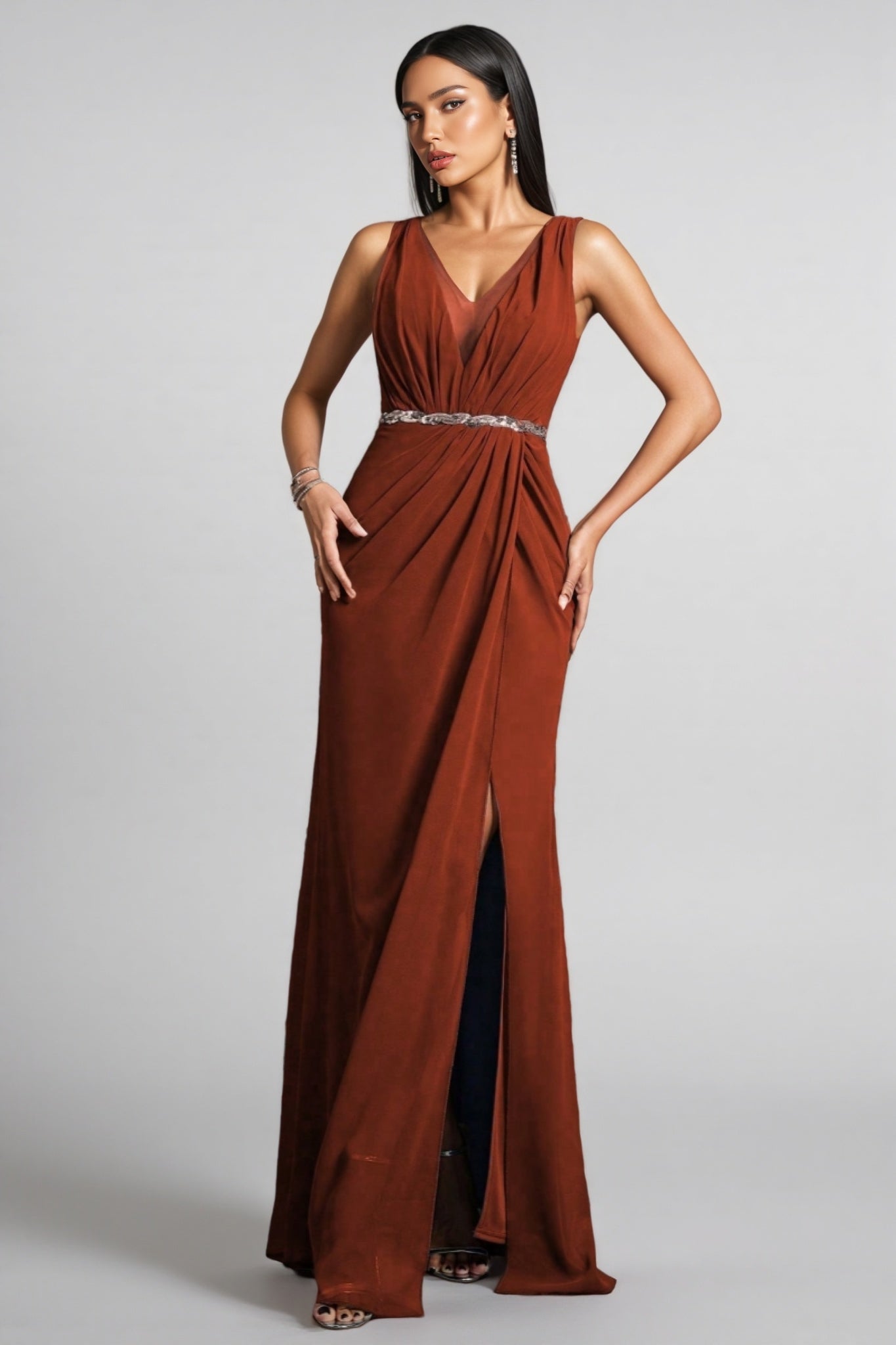 Wani V-Neck Split Maxi Dress