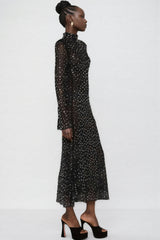 Roisea Long Sleeve Rhinestone Maxi Dress