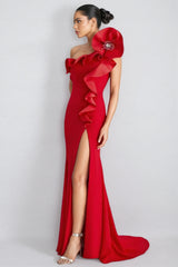 Jorah 3D Floral Ruffle Maxi Dress