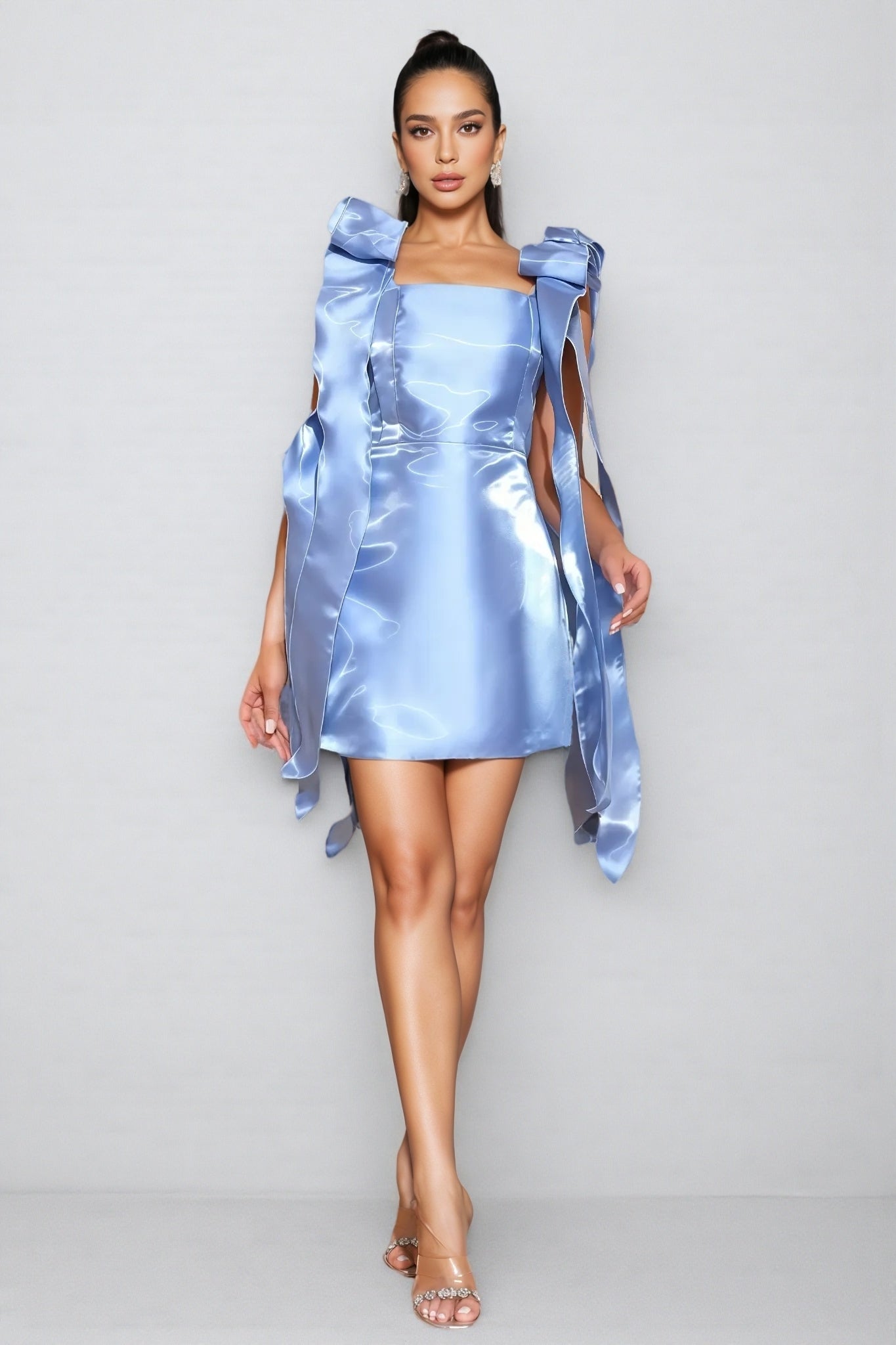 Ryleigh Blue Bow Mini Dress – Ooins