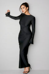 Ceni Straight Shoulder Flare Sleeve Maxi Dress