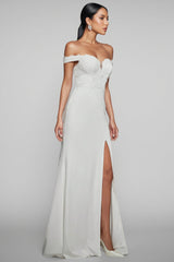 Mira White One Shoulder Split Maxi Dress