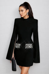Selene Black Bandage Diamond Mini Dress