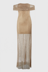 Siayh Gold One-Shoulder Sequinned Maxi Dress