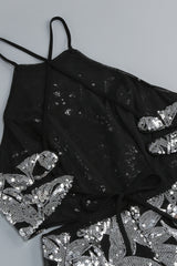 Inarl Embroidered Sequin Strappy Maxi Dress